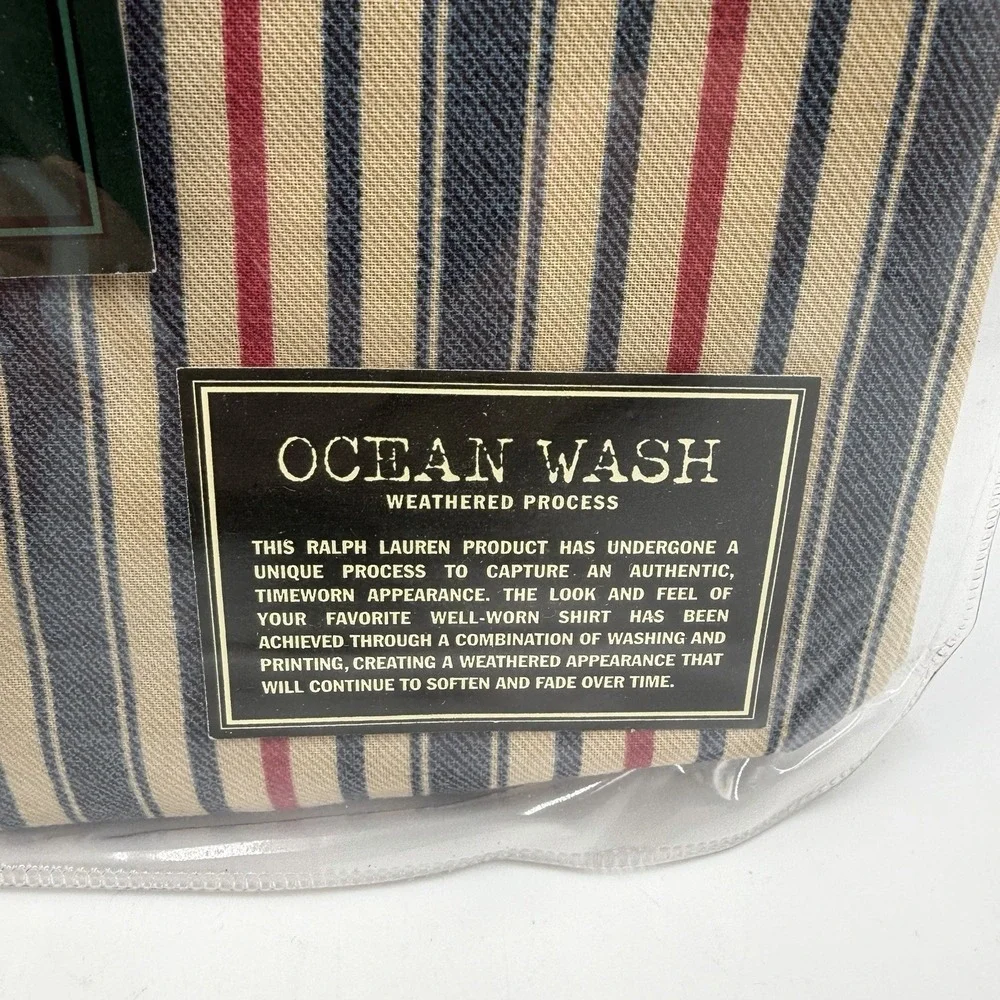 Ralph Lauren Chadwick Stripe Twin Fitted‎ Sheet New Rare Red Blue Stripe NOS